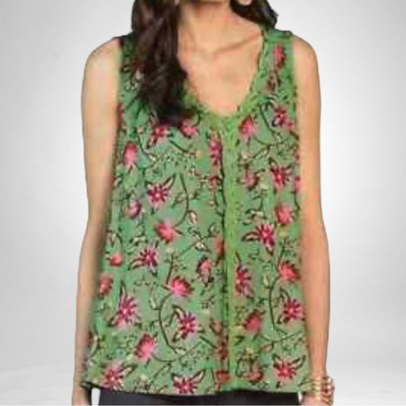 Matilda Jane Tops - Matilda Jane Weekend Getaway Tank Top Green + Floral SZ M